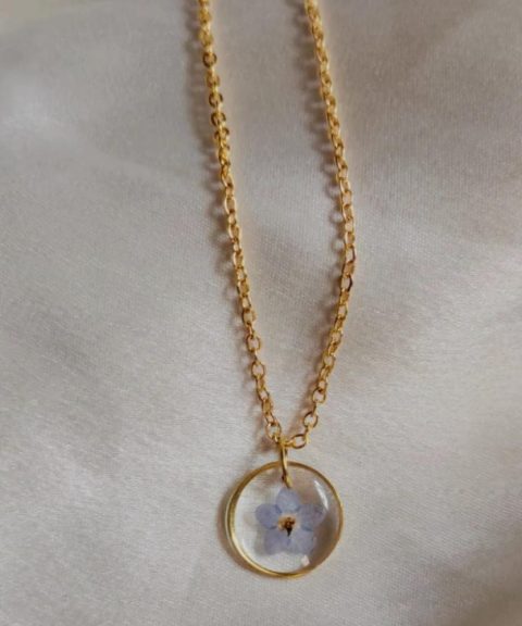 Resin Necklace with Real Flower