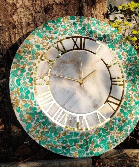 Green & Gold Resin Clock