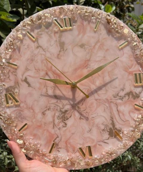 Resin Clock with Gold Shade