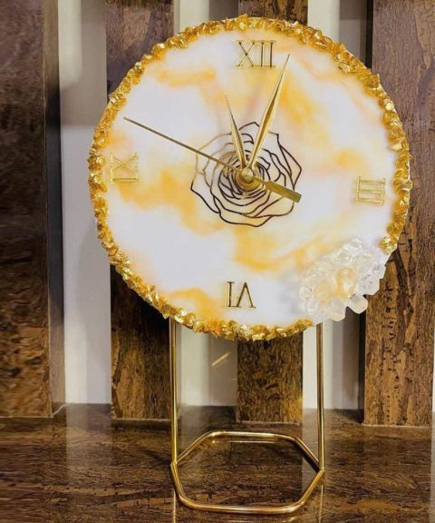Resin Clock with White Gold Shade