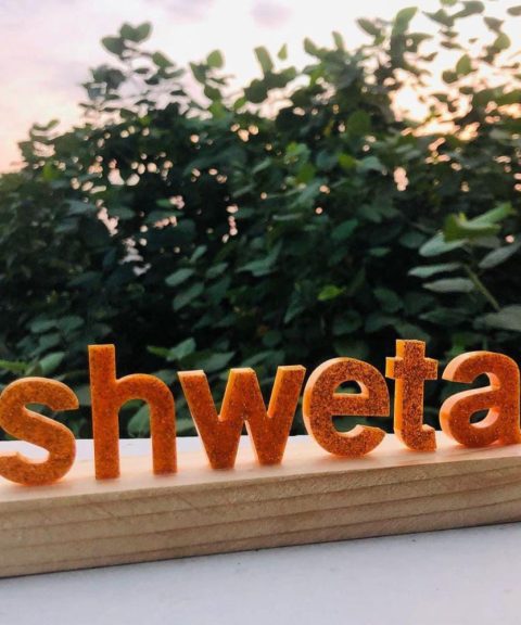 Resin Name Frame with Glitter