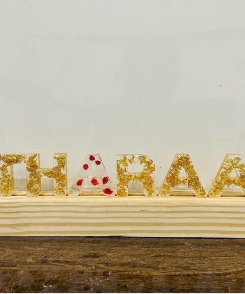 Resin Name Frame with Real Flowers