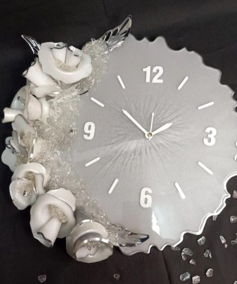 Resin 3D Grey Clock with Stand